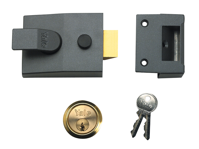 YAL88DMGSC - 88 Standard Nightlatch 60mm Backset DMG Finish Satin Chrome Cylinder Box