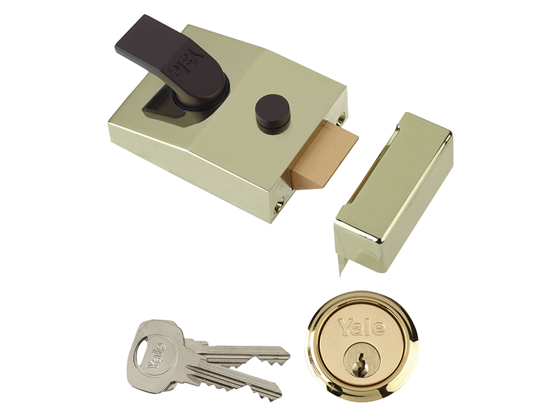 YAL89BLX - 89 Deadlock Nightlatch 60mm Backset Brasslux Finish Box