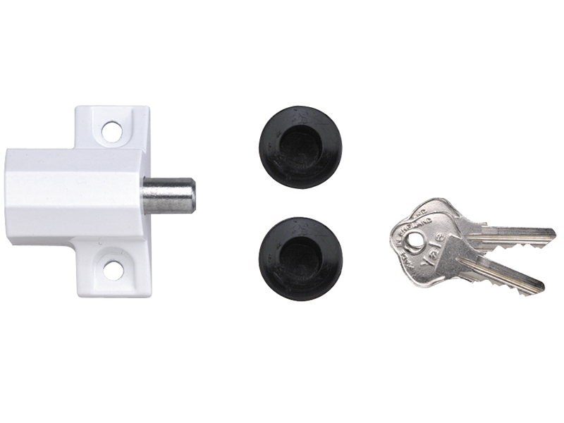 YALP114WE - P114 Patio Door Lock White Finish Visi-pack