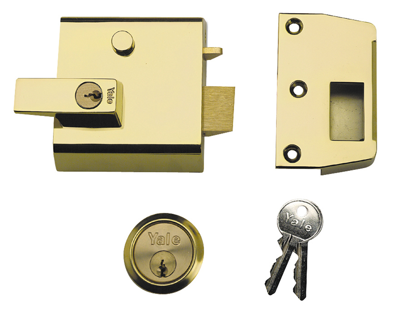 YALP1B - P1 Double Security Nightlatch 60mm Backset Brasslux Finish Visi