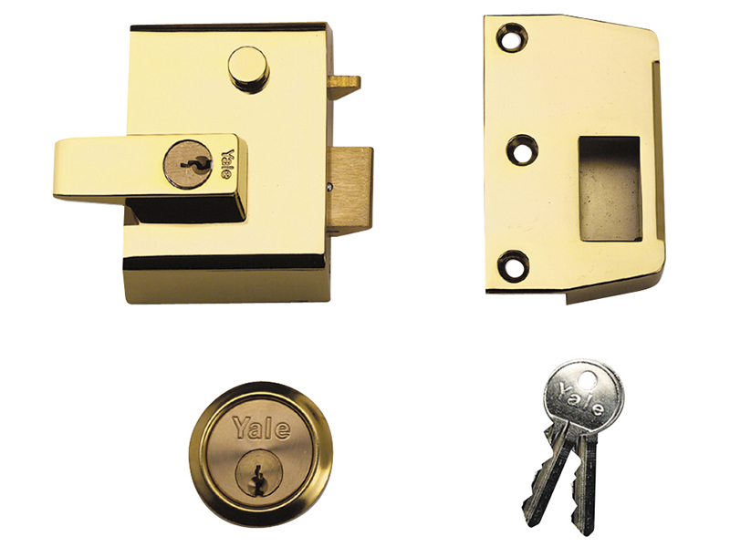 YALP2B - P2 Double Security Nightlatch 40mm Backset Brasslux Finish Visi