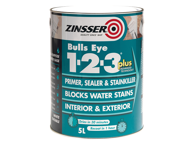 ZINBE123P1L - Bulls Eye 1-2-3 Plus Primer & Sealer Paint 1 litre