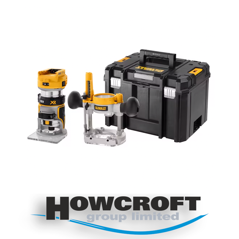 DeWalt DCW604NT-XJ - BRUSHLESS ¼" (8mm) ROUTER FIXED & PLUNGE BASES - BARE UNIT