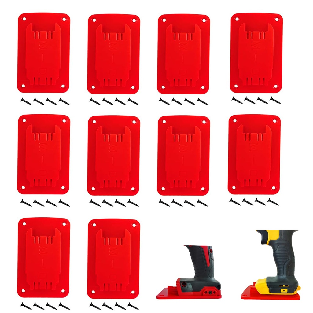 Generic Milwaukee M18 Battery Wall Mount Rack, 10 Pack Black Battery Clip Holder