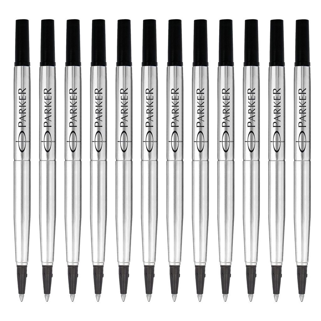 Parker Quink Ballpoint Pen Refill Medium Black Blister (Pack of 12)