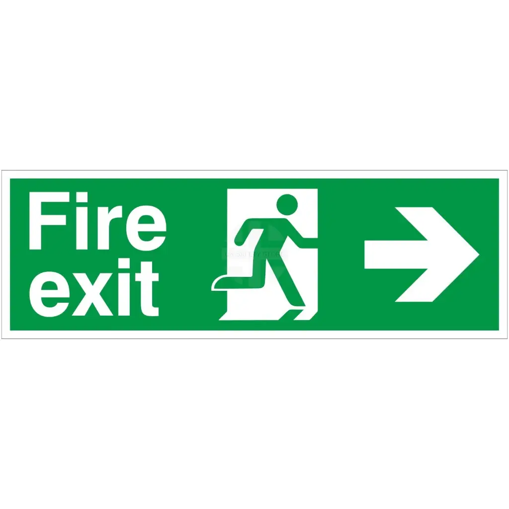 Fire Exit Sign - Arrow Right - 300x100mm - 1.3mm Photoluminescent PVC