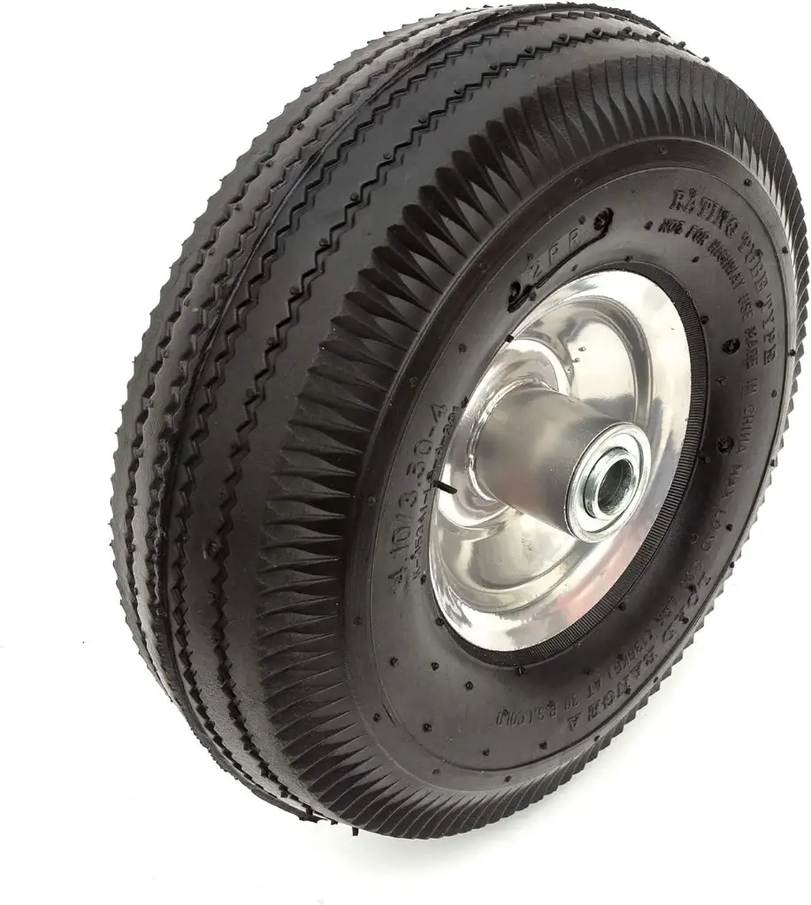 Metal Wheel & Pneumatic Tyre 10 Inch 4.10/3.50-4 Line Tread