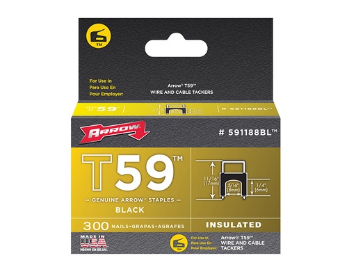 [HIS-165489] ARR591188BL - T59 Insulated Staples Black 6 x 8mm Box 300