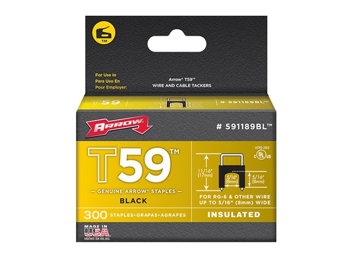 [HIS-165491] ARR591189BL - T59 Insulated Staples Black 8 x 8mm Box 300