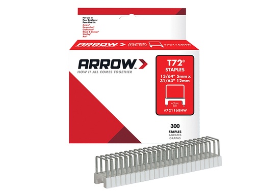 [HIS-165493] ARR721168HW - T72HW Clear Insulated Staples for Hardwood 5 x 12mm Box 300