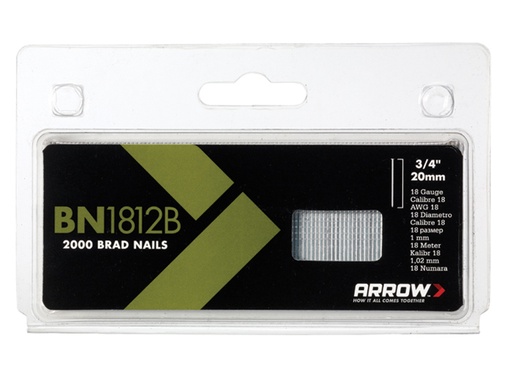 [HIS-165500] ARRBN1812B - BN1812B Brad Nails 20mm Brown Head Pack 2000