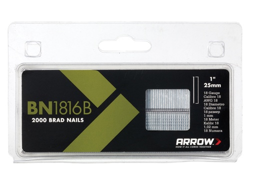 [HIS-165501] ARRBN1816B - BN1816B Brad Nails 25mm Brown Head Pack 2000