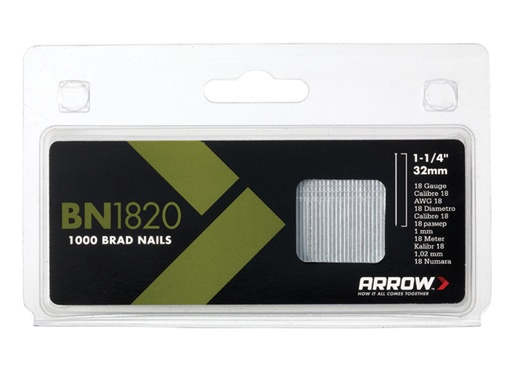 [HIS-165502] ARRBN1820 - BN1820 Brad Nails 32mm 18g Pack 1000