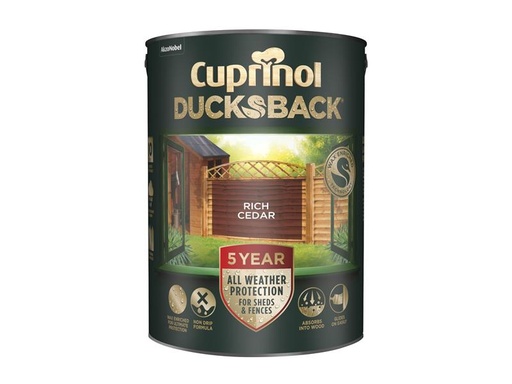 [HIS-168695] CUPDBRC5L - Ducksback 5 Year Waterproof for Sheds & Fences Rich Cedar 5 litre