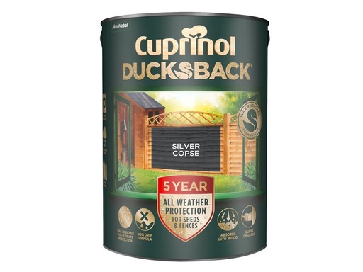 [HIS-168696] CUPDBSC5L - Ducksback 5 Year Waterproof for Sheds & Fences Silver Copse 5 litre