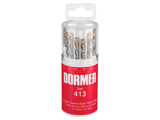 [HIS-169358] DORA094413 - A094 No.413 HSS TiN Coated Drill Set of 13 1.5- 6.50mm x 0.5mm