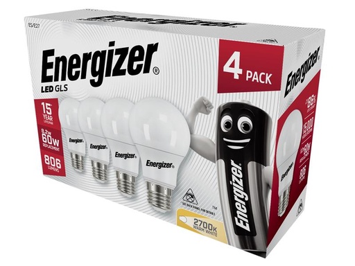 [ENGS14057] LED ES (E27) Opal GLS Non-Dimmable Bulb Warm White 806 lm 9.2W (Pack 4)