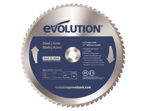 [HIS-170445] EVL255STEEL - Mild Steel Cutting Mitre Saw Blade 255 x 25.4mm x 52T