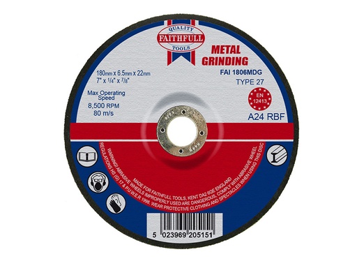 [HIS-170573] FAI1806MDG - Depressed Centre Metal Grinding Disc 180 x 6.5 x 22.23mm