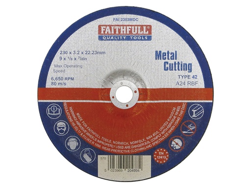 [HIS-170578] FAI2303MDC - Depressed Centre Metal Cutting Disc 230 x 3.2 x 22.23mm