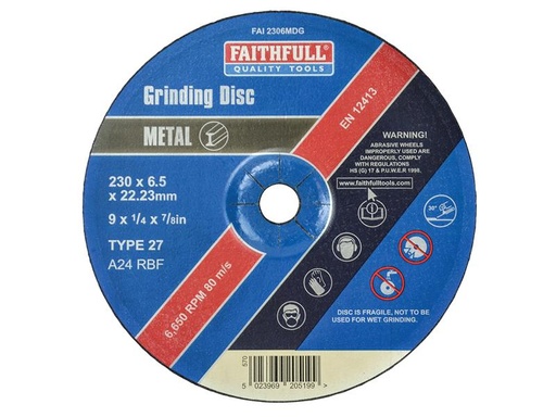 [HIS-170581] FAI2306MDG - Depressed Centre Metal Grinding Disc 230 x 6.4 x 22.23mm