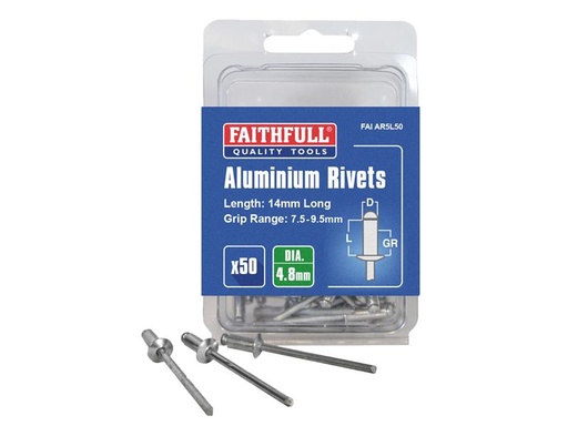 [HIS-170823] FAIAR5L50 - Aluminium Rivets 4.8 x 14mm Long Pre-Pack of 50
