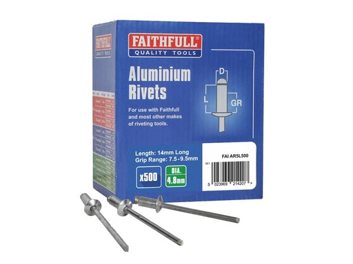 [HIS-170824] FAIAR5L500 - Aluminium Rivets 4.8 x 14mm Long Bulk Pack of 500