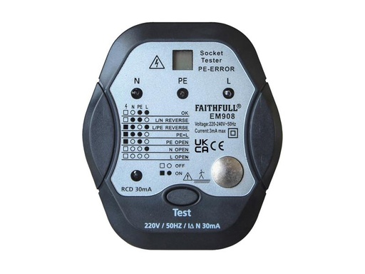 [HIS-171351] FAIDETSOCRCD - Socket Polarity Tester with RCD Test Function