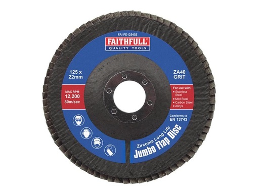[HIS-171480] FAIFD12540Z - Zirconia Abrasive Jumbo Flap Disc ZA40 125mm