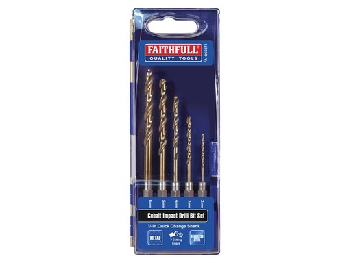 [HIS-172684] FAIQCSET5 - HSSE M35 Cobalt Quick-Change Impact Drill Bit Set 5 Piece