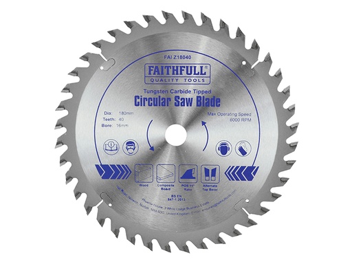 [HIS-173747] FAIZ18040 - TCT Circular Saw Blade 180 x 16mm x 40T POS