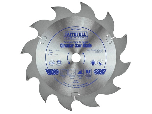 [HIS-173751] FAIZ19012 - TCT Circular Saw Blade 190 x 16mm x 12T POS