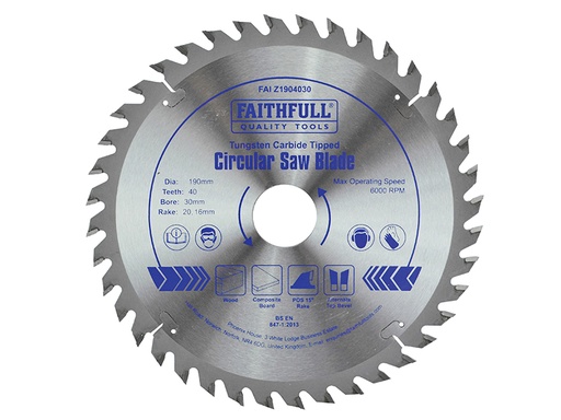 [HIS-173755] FAIZ1904030 - TCT Circular Saw Blade 190 x 30mm x 40T POS