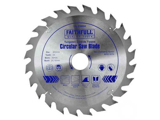 [HIS-173756] FAIZ20024 - TCT Circular Saw Blade 200 x 30mm x 24T POS