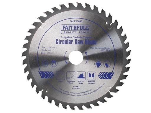 [HIS-173763] FAIZ23040 - TCT Circular Saw Blade 230 x 30mm x 40T POS