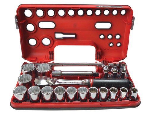 [HIS-173950] FCMSLDBOX412 - 1/2in Drive 12-Point Detection Box Socket Set 22 Piece Metric