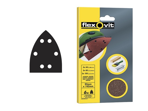 [HIS-174217] FLV26508 - Detail Hook & Loop Sanding Sheets 95x145mm Assorted (Pack 6)