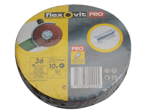 [FLV27550] Aluminium Oxide Fibre Discs 115mm Extra Coarse 36G (Pack 10)