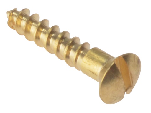 [FORRAH346BR] Wood Screw Slotted Raised Head ST Solid Brass 3/4in x 6 Box 200