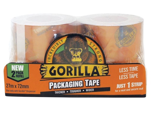 [GRGPKTAPE27] Gorilla Packaging Tape Refill 72mm x 27m (Pack 2)