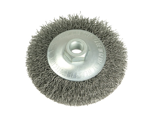 [LES422177] Conical Bevel Brush 100mm x M14 Bore 0.35 Steel Wire