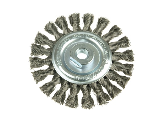 [LES471217] Knot Wheel Brush 100 x 12mm M14 Bore 0.50 Steel Wire