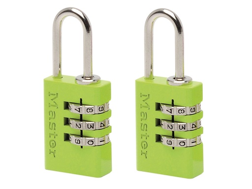 [MLK7620TCOL] Aluminium 3-Digit Combination 20mm Padlock Colour x 2