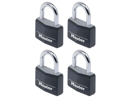 [MLK9140QBLK] Aluminium Black Vinyl Cover 40mm Padlock 4-Pin - Keyed Alike x 4