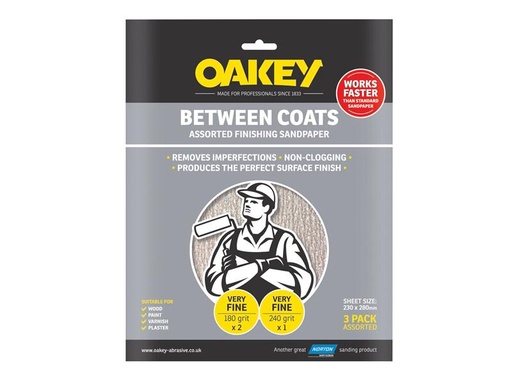 [OAK58625] Between Coats Finishing Sandpaper 230 x 280mm Assorted -3