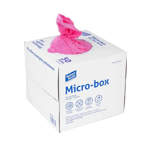 [HIS-186722] 104123 PINK - Micro-Box Microfibre Cloths (Single 50pc Box) Red
