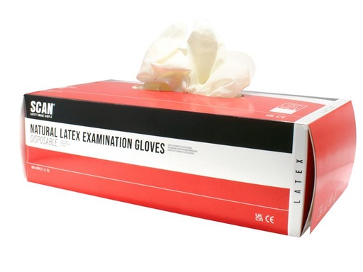 [HIS-187824] SCAGLOLATEXM - Latex Examination Gloves - M (Box 100)