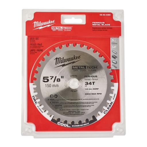 [48404080] Milwaukee 48404080 150 x 20 x 34 Circular Saw Blade For Metal