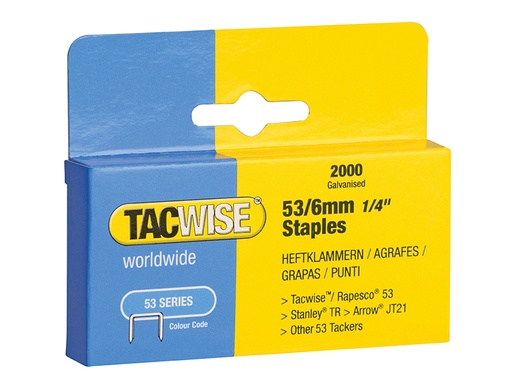 [TAC0334] 53 Light-Duty Staples 6mm (Type JT21 A) Pack 2000