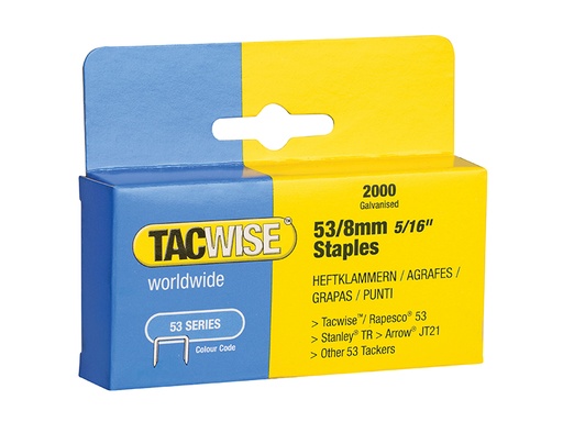 [TAC0335] 53 Light-Duty Staples 8mm (Type JT21 A) Pack 2000